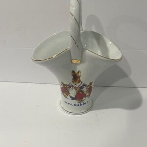 Two Peter Rabbit  Vases with Gold Accents